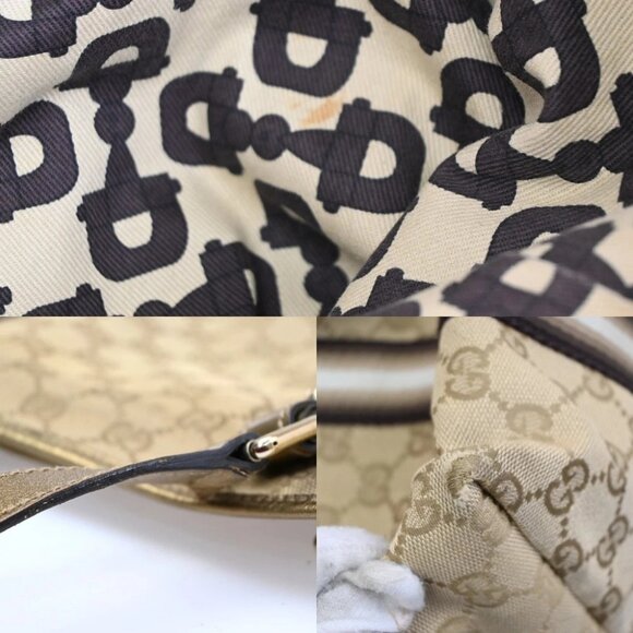 GUCCI GG Sherry Line ShoulderTote Bag Canvas Leather Beige Italy - Picture 13 of 14